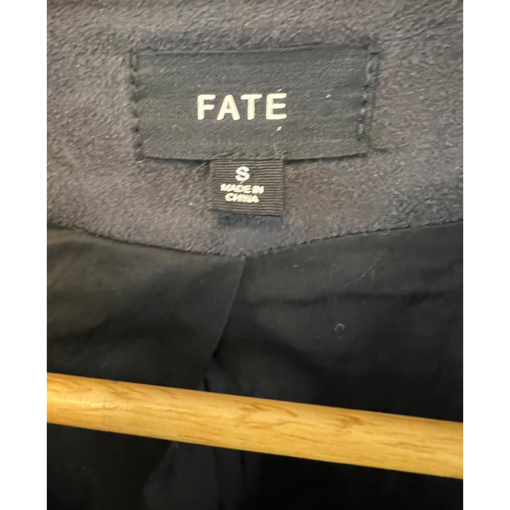 FATE Revolve Black Fringe Trim Faux Suede Asymmetrical Zip Lightweight Jacket S - Picture 9 of 10